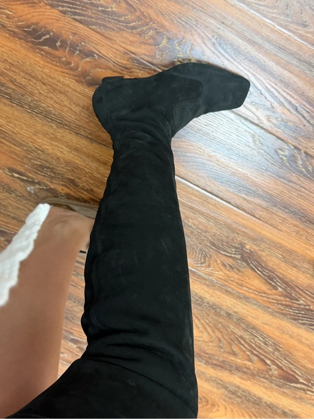 Fendi Black Over-the-Knee Suede Boot with Square Toe